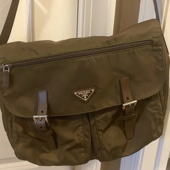 Prada Brown Nylon Messenger Bag - Picture 1 of 8